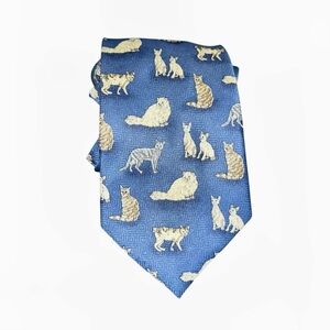 E. Graziano navy blue cat lover tie